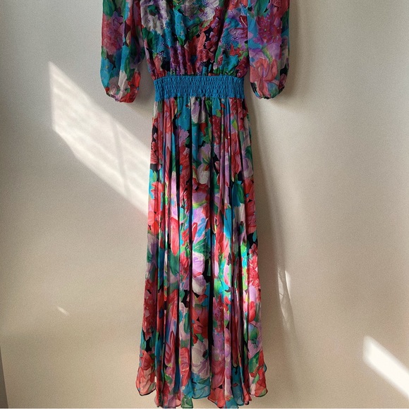 Diane Freis Floral Silk Dress - Picture 5 of 6
